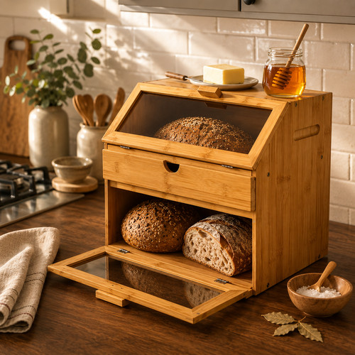 Compartment bamboo bread bin - 3,