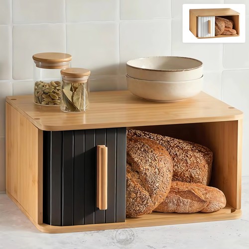 Bamboo corner bread bin with - bamboo,