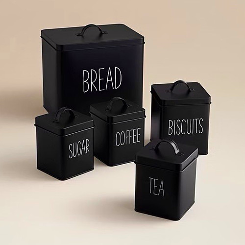 5pc black metal kitchen - black,