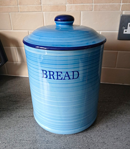 Blue ceramic bread - bread, round