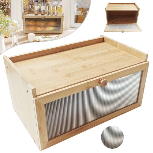 Bamboo wood bread bin - bamboo,