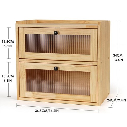 Wooden bread bin double - wooden,