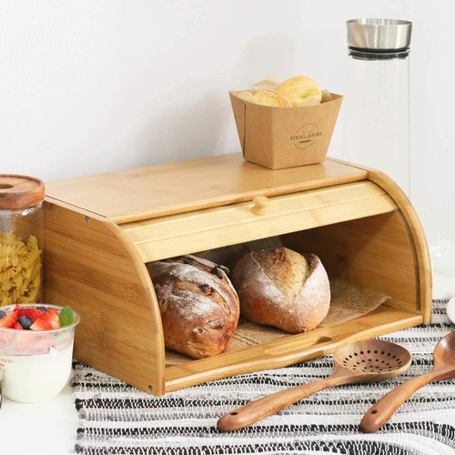 Large bread bin bamboo - large,