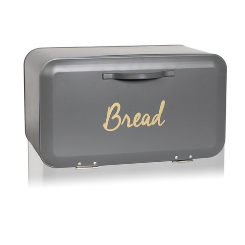 Open front grey bread - open, bin