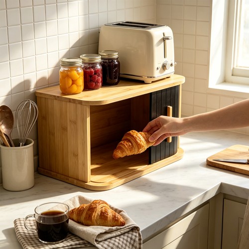 Bamboo bread storage - bamboo, box