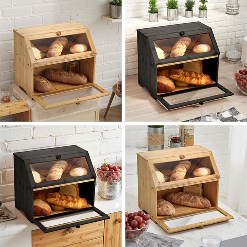 Bamboo bread bin double - bamboo,
