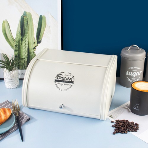 Beige large bread box - beige, roll