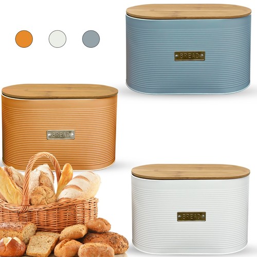 Oval bread bin with bamboo - oval, lid