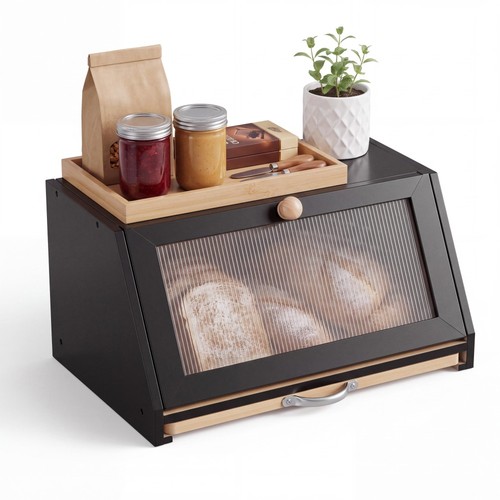 New bamboo bread bin - bamboo,