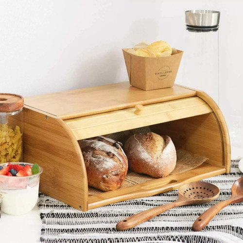 Large bread bin bamboo - bread, wooden